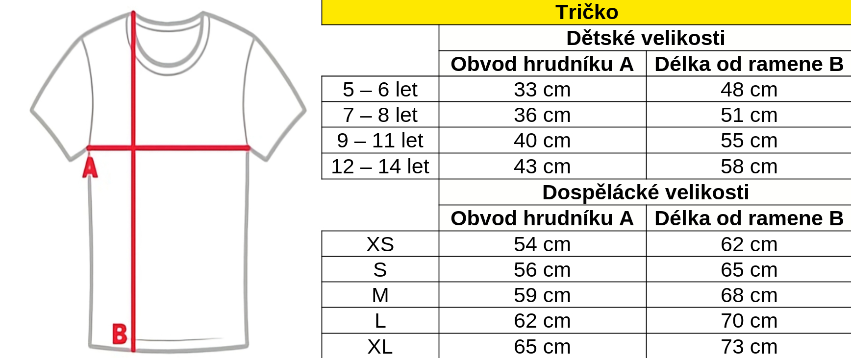 Velikosti
   tričko